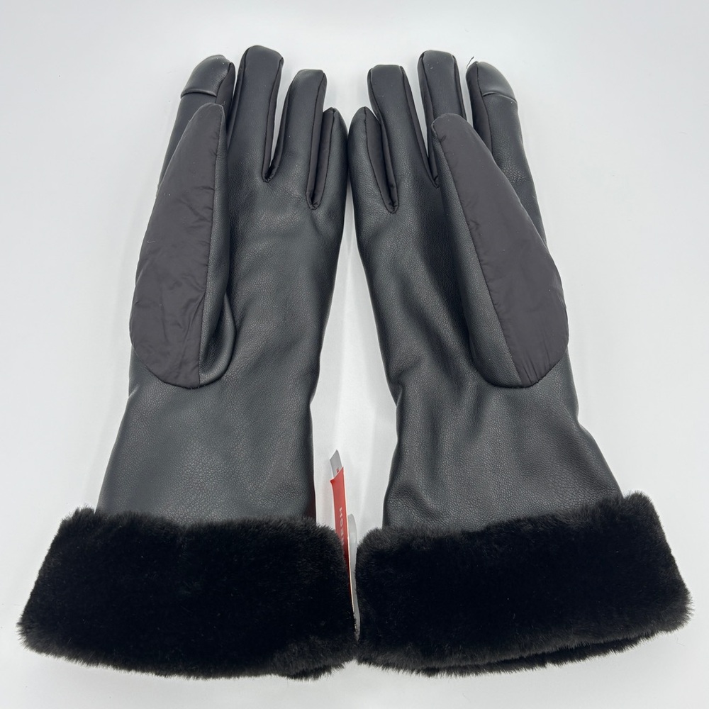 Joe Fresh Women’s Black Quilted Gloves with Faux Fur Trim size Small- Medium - Picture 5 of 12